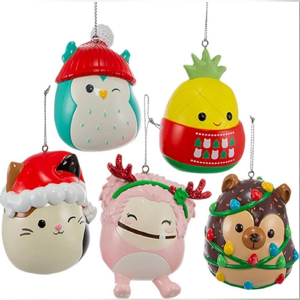 Squishmallows Blow Mold Ornaments Festive 5-Piece Set By Kurt Adler
